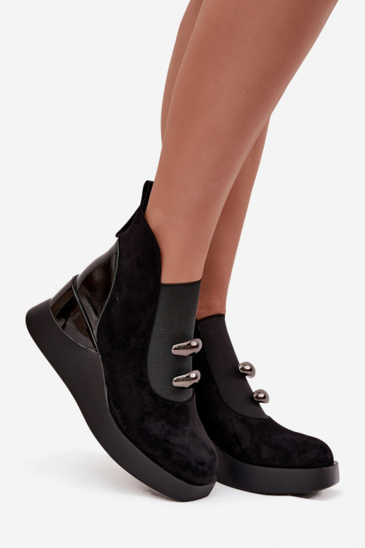 Bottes pour femmes Sur un coin D&A MR52-106 couleur noire Bottes pour femmes Sur un coin D&A MR52-106 couleur noire