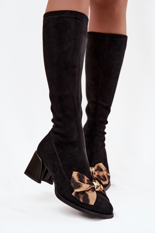 bottes pour femmes Klocke Avec un nœud décoratif D&A JC52-828 couleur noire bottes pour femmes Klocke Avec un nœud décoratif D&A JC52-828 couleur noire