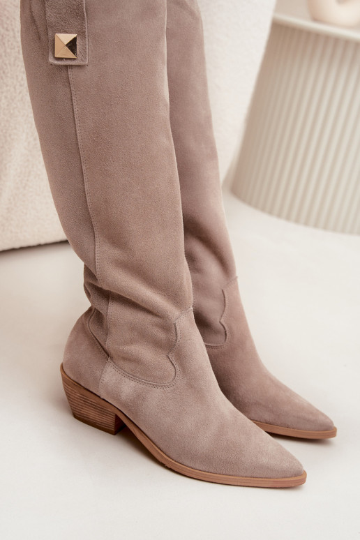 Peau en daim bottes style coÀ-boy réchauffer Zazoo 4224 couleur cappuccino Peau en daim bottes style coÀ-boy réchauffer Zazoo 4224 couleur cappuccino