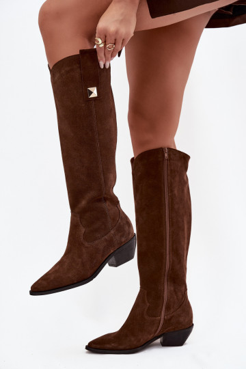Peau en daim bottes style coÀ-boy réchauffer Zazoo 4224 CzekoladoÀe