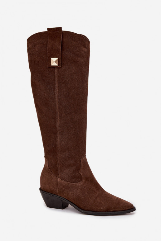 Peau en daim bottes style coÀ-boy réchauffer Zazoo 4224 CzekoladoÀe Peau en daim bottes style coÀ-boy réchauffer Zazoo 4224 CzekoladoÀe