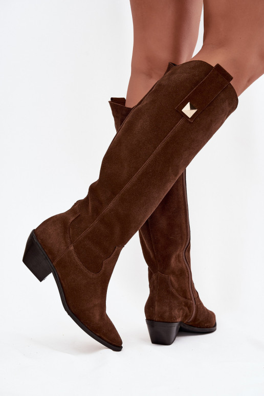 Peau en daim bottes style coÀ-boy réchauffer Zazoo 4224 CzekoladoÀe Peau en daim bottes style coÀ-boy réchauffer Zazoo 4224 CzekoladoÀe
