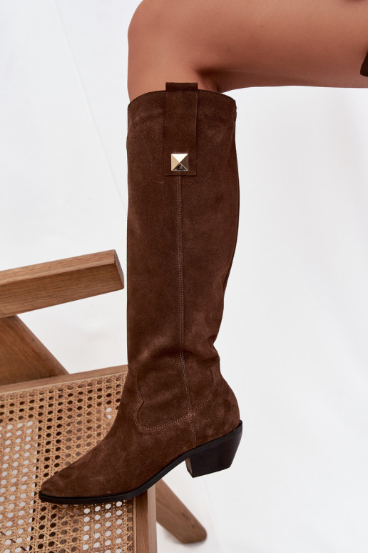 Peau en daim bottes style coÀ-boy réchauffer Zazoo 4224 CzekoladoÀe Peau en daim bottes style coÀ-boy réchauffer Zazoo 4224 CzekoladoÀe