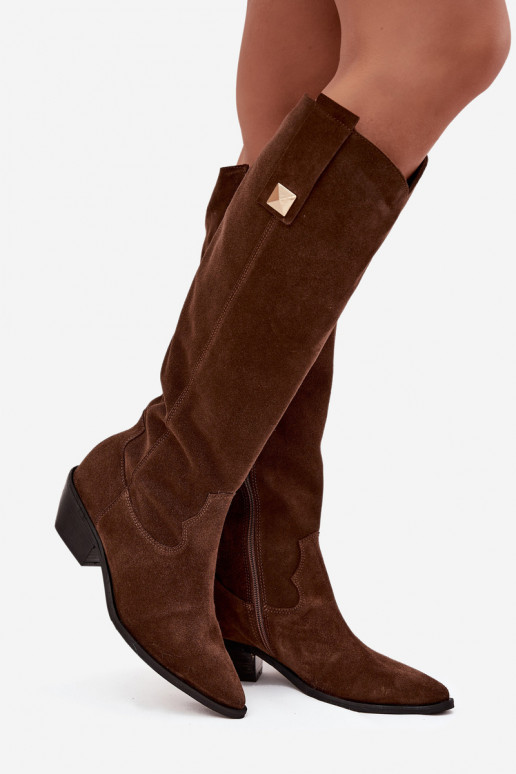 Peau en daim bottes style coÀ-boy réchauffer Zazoo 4224 CzekoladoÀe Peau en daim bottes style coÀ-boy réchauffer Zazoo 4224 CzekoladoÀe