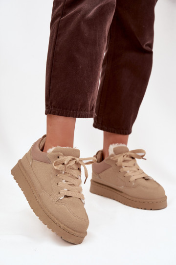Chaussures modèle baskets Féminin réchauffer avec de la fourrure à l intérieur beige Cyrissa 2