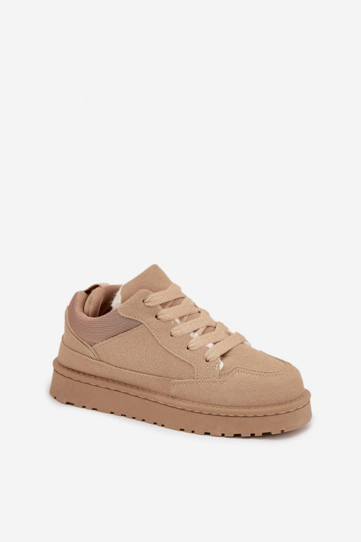 Chaussures modèle baskets Féminin réchauffer avec de la fourrure à l intérieur beige Cyrissa Chaussures modèle baskets Féminin réchauffer avec de la fourrure à l intérieur beige Cyrissa