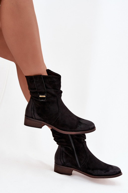 Bottes pour femmes Sur un talon bas Avec des volants réchauffer couleur noire Gracia Bottes pour femmes Sur un talon bas Avec des volants réchauffer couleur noire Gracia