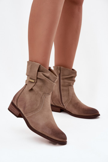 Bottes pour femmes Sur un talon bas Avec des volants réchauffer couleur kaki Gracia 2