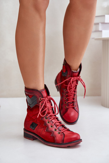 Peau réchauffer Bottes pour femmes avec des talons larges Il fautciejka 06106-08 couleur rouge