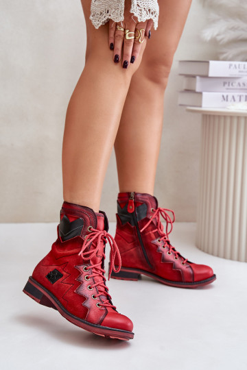 Peau réchauffer Bottes pour femmes avec des talons larges Il fautciejka 06106-08 couleur rouge 2