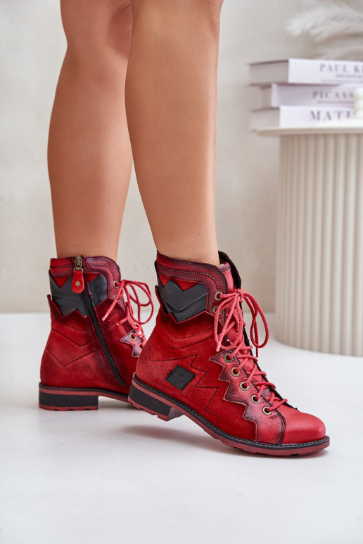 Peau réchauffer Bottes pour femmes avec des talons larges Il fautciejka 06106-08 couleur rouge Peau réchauffer Bottes pour femmes avec des talons larges Il fautciejka 06106-08 couleur rouge