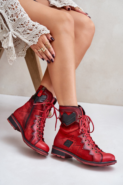 Peau réchauffer Bottes pour femmes avec des talons larges Il fautciejka 06106-08 couleur rouge Peau réchauffer Bottes pour femmes avec des talons larges Il fautciejka 06106-08 couleur rouge