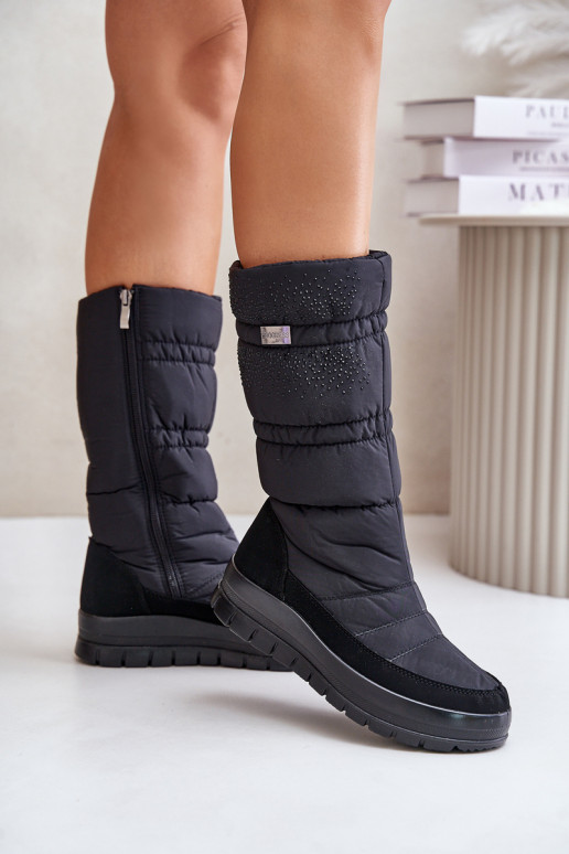 Féminin Bottes de neige Avec décoration Progress PROGJ-24-147 couleur noire