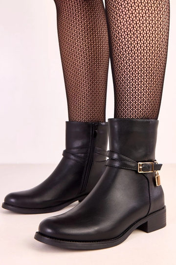 Bottines noires avec boucle et cadenas Zema