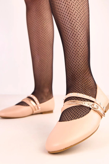 Ballerines beiges avec des brides décoratives Vika 2