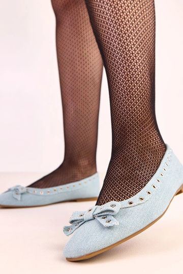 Ballerines en jean avec des trous décoratifs et un nœud Baisa 2