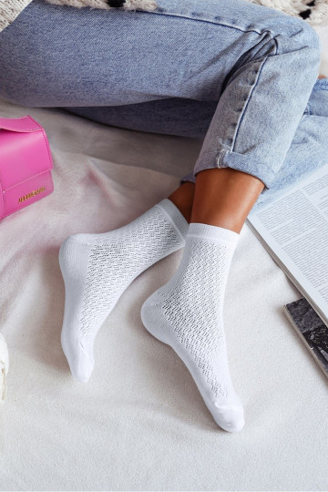Chaussettes Féminin avec des éléments ajourés couleur blanche