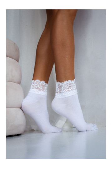 Chaussettes FémininSzeroką Koronką couleur blanche