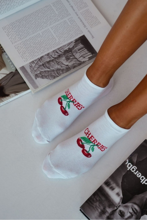 Chaussettes Féminin CHERRIES couleur blanche Chaussettes Féminin CHERRIES couleur blanche