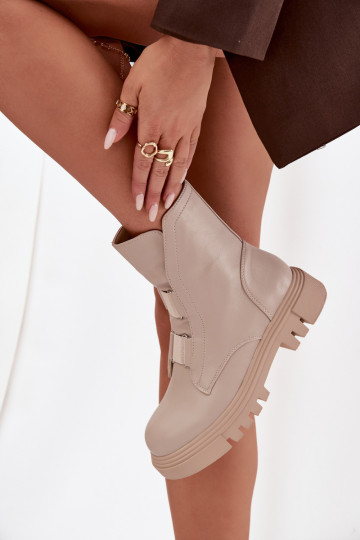 Bottes de travail chaudes pour femmes jusqu'à la cheville en cuir synthétique, couleur ivoire Tai doitiléra 2