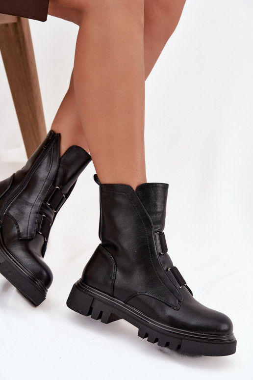 réchauffer Bottines de travail Féminin Au Château Eko Peau couleur noire Il fautilyra