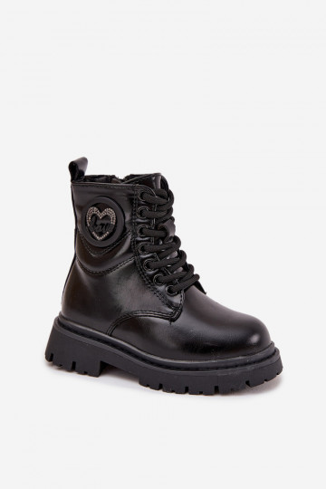 Bottes Puéril réchauffer avec de la fourrure à l intérieur avec des ornements LOVE couleur noire Rosaira