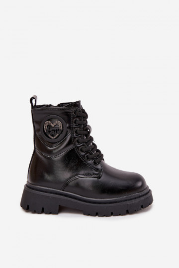 Bottes Puéril réchauffer avec de la fourrure à l intérieur avec des ornements LOVE couleur noire Rosaira 2