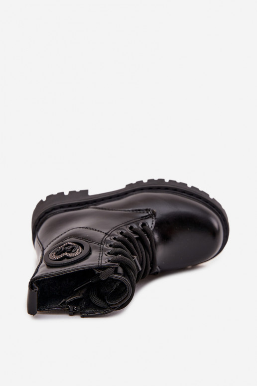 Bottes Puéril réchauffer avec de la fourrure à l intérieur avec des ornements LOVE couleur noire Rosaira