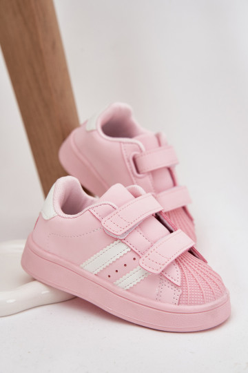 Chaussures de sport pour enfants Chaussures modèle baskets en cuir écologique couleur rose Renel
