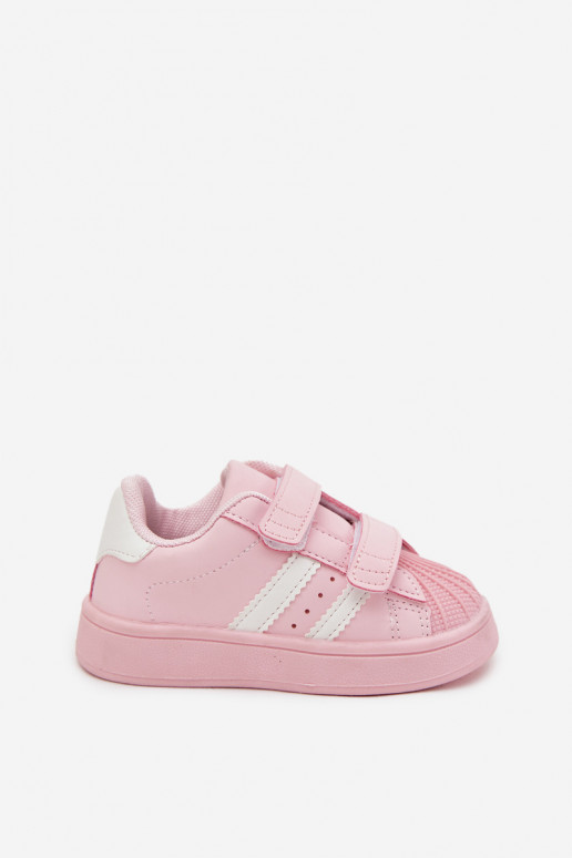 Chaussures de sport pour enfants Chaussures modèle baskets en cuir écologique couleur rose Renel