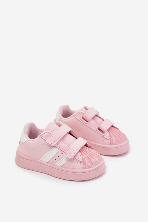Chaussures de sport pour enfants Chaussures modèle baskets en cuir écologique couleur rose Renel