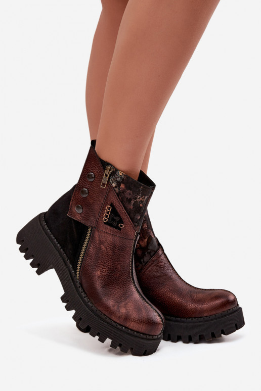 Peau réchauffer Bottes avec une plateforme Et des talons plats Il fautciejka 06140-02 marron