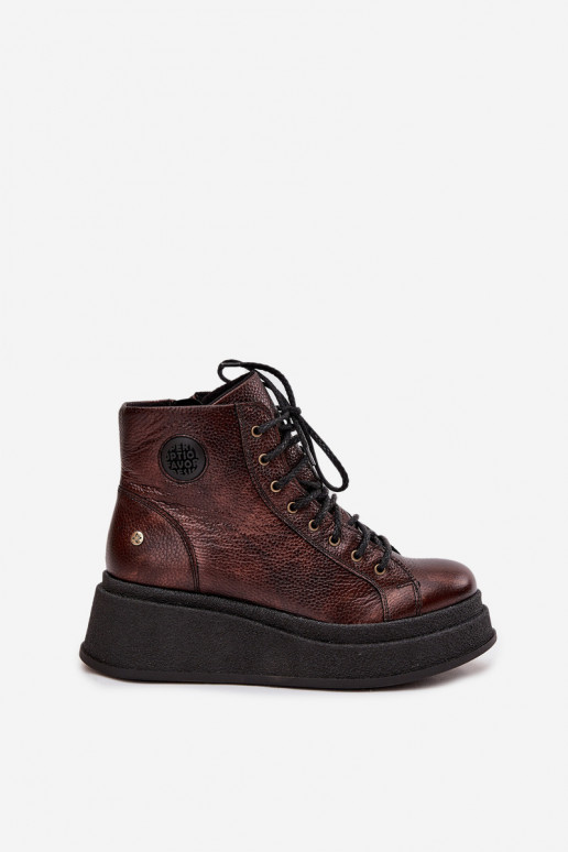 Peau Bottes avec une plateforme Il fautciejka 06309-32 couleur métallique Brąz Peau Bottes avec une plateforme Il fautciejka 06309-32 couleur métallique Brąz