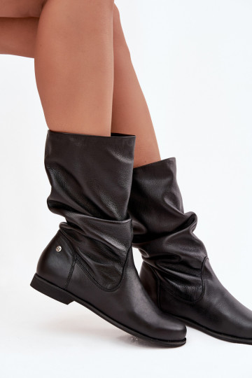 Bottes longues en cuir pour femmes, Tai turiciejka 05057-20, couleur noire