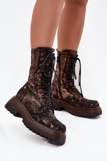 Bottes pour femmes bottes d équitation hautes Il fautciejka 06203-32 brun-couleur dorée 2