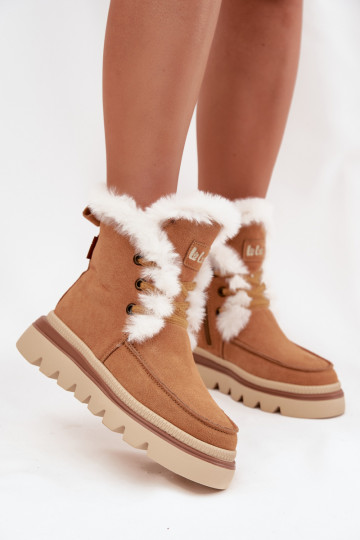 Bottes de neige pour femmes en daim naturel Lee Cooper LCJ-25-01-3738, couleur marron 2