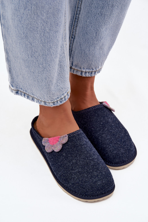 Chaussons Féminin Avec une fleur Inblu CS000043 bleu foncé
