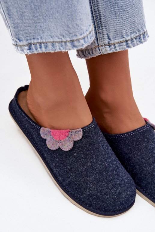 Chaussons Féminin Avec une fleur Inblu CS000043 bleu foncé