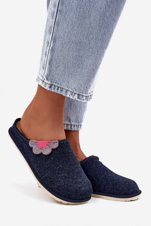 Chaussons Féminin Avec une fleur Inblu CS000043 bleu foncé