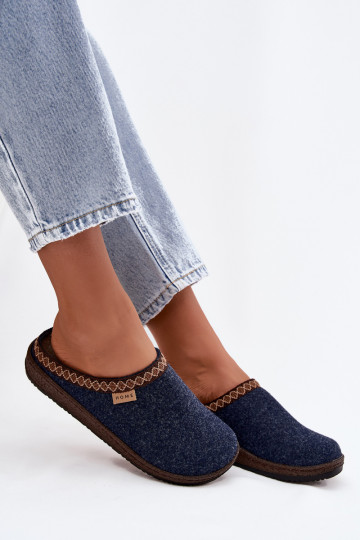 Chaussons femmes avec broderie Inblu NL000009 bleu foncé