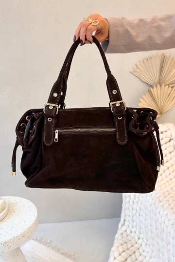 Sac en daim chocolat Danira