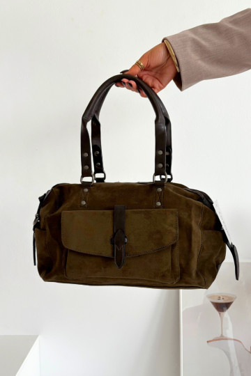 Ordinateur de pocheen daim écologiqueu couleur kaki Gressa