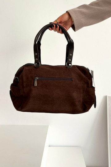 Sac en simili daim chocolat Gressa