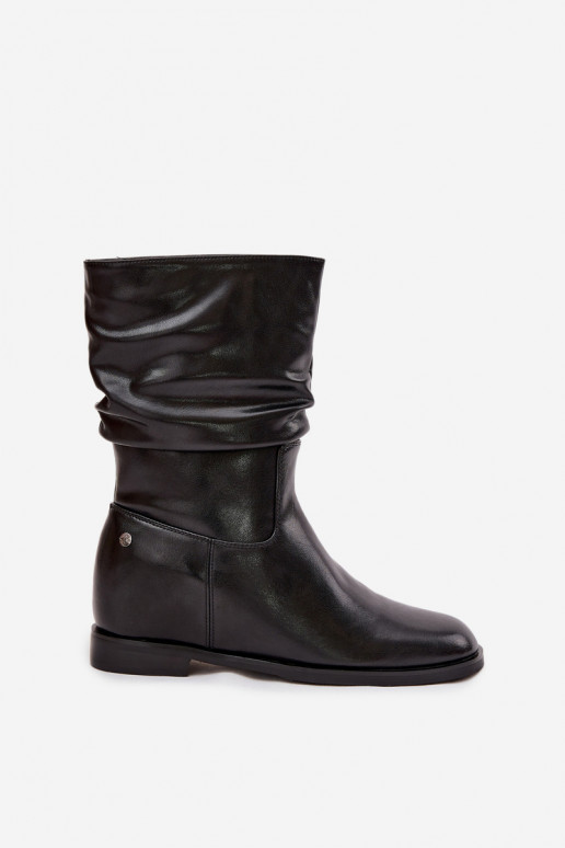 Peau Bottes pour femmes Avec des volants réchauffer Il fautciejka K7211-01 couleur noire Peau Bottes pour femmes Avec des volants réchauffer Il fautciejka K7211-01 couleur noire