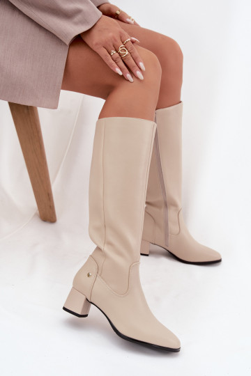 Peau réchauffer bottes pour femmes avec des talons Il fautciejka A7165-04 beige