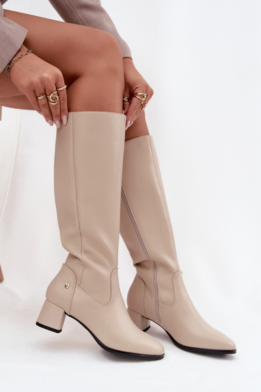 Peau réchauffer bottes pour femmes avec des talons Il fautciejka A7165-04 beige