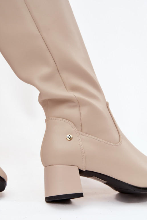 Peau réchauffer bottes pour femmes avec des talons Il fautciejka A7165-04 beige