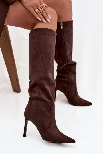 réchauffer bottes pour femmes avec des talons finsen daim écologiqueu CzekoladoÀe Rosavine