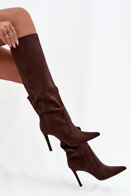 réchauffer bottes pour femmes avec des talons finsen daim écologiqueu CzekoladoÀe Rosavine