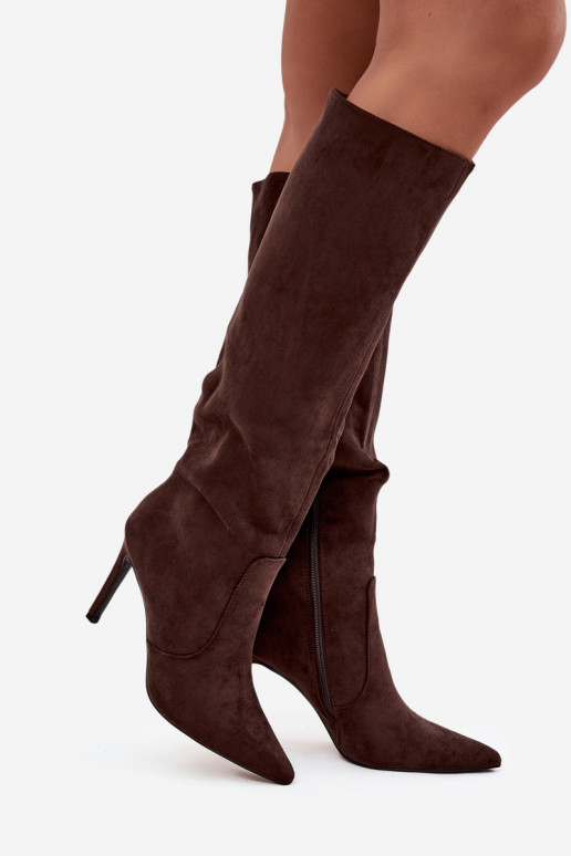 réchauffer bottes pour femmes avec des talons finsen daim écologiqueu CzekoladoÀe Rosavine